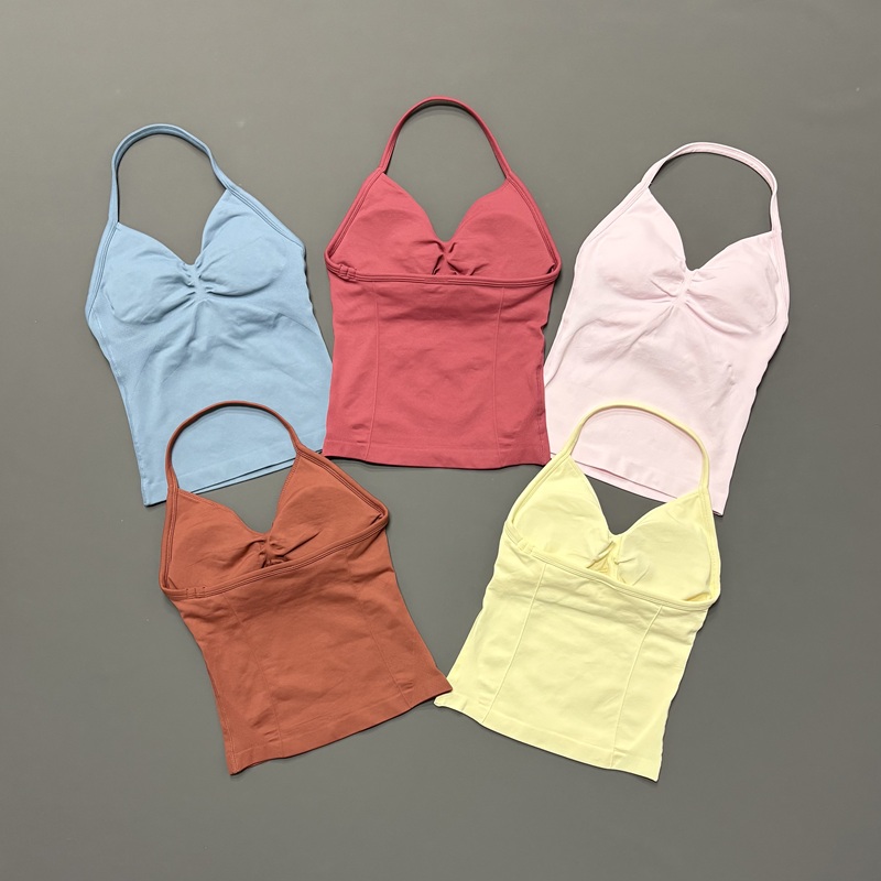 Yoga Fitness Matte - 짐 여성용 스포츠 탱크탑 심리스 홀터