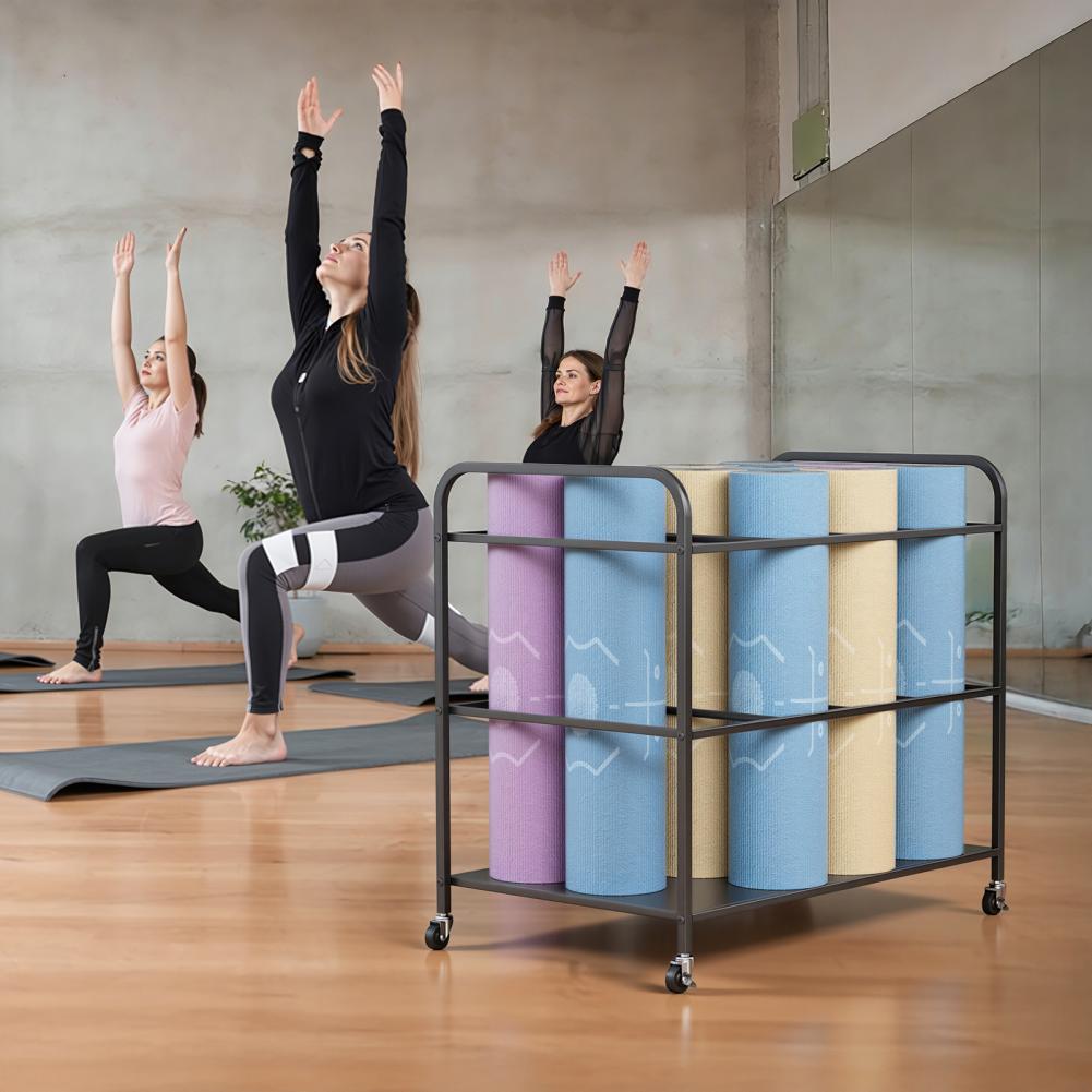 Yoga Fitness Rooms - 바퀴가 달린 요가 매트 보관 랙,