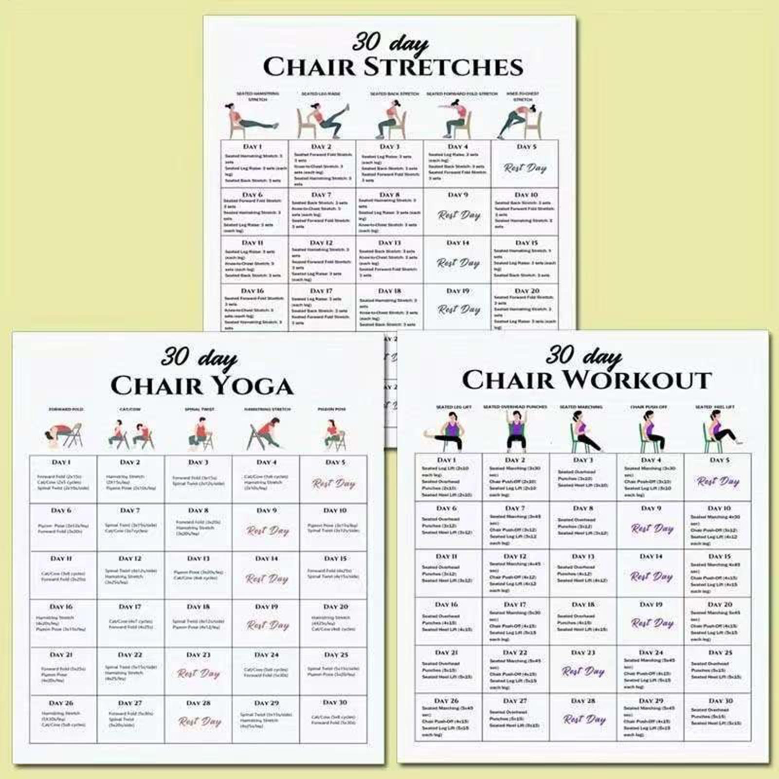 Yoga Fitness Wallpaper - 6개 피트니스 포스터 30일 의자 운동
