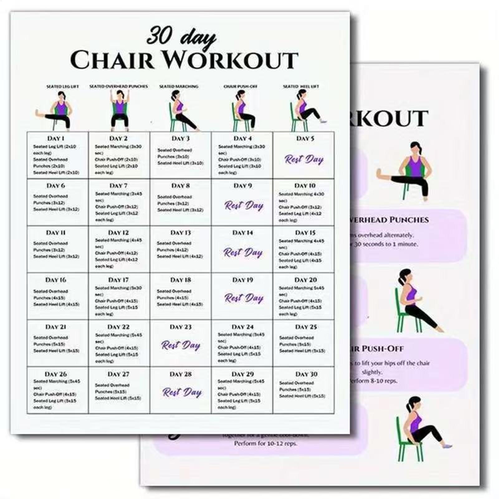 Yoga Fitness Wallpaper - 6개입 30일 의자 운동 계획 포스터