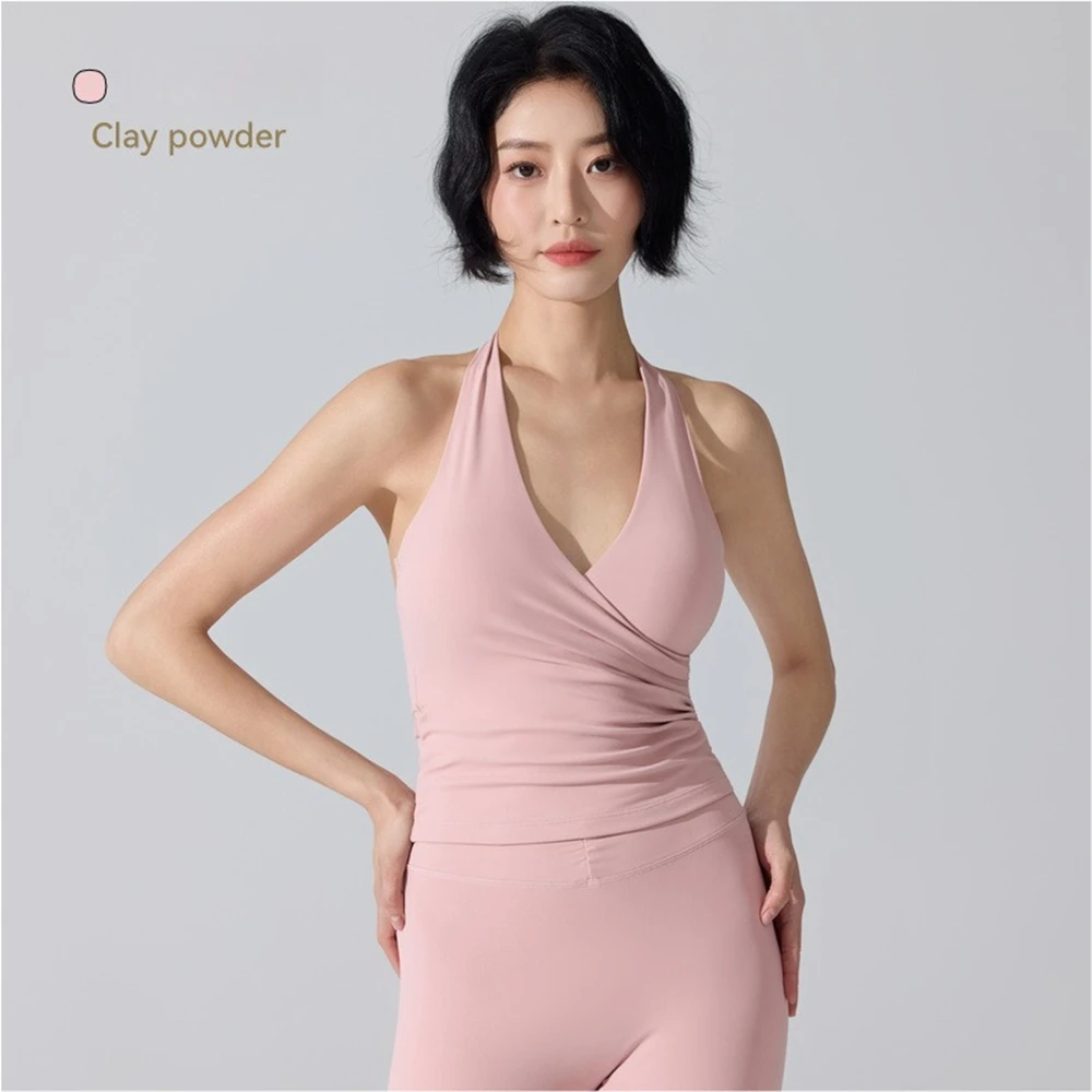 V넥 크로스넥 베스트, 가슴 패드, 요가복 상의, 여성 - Yoga Và Fitness 리뷰 및 가격