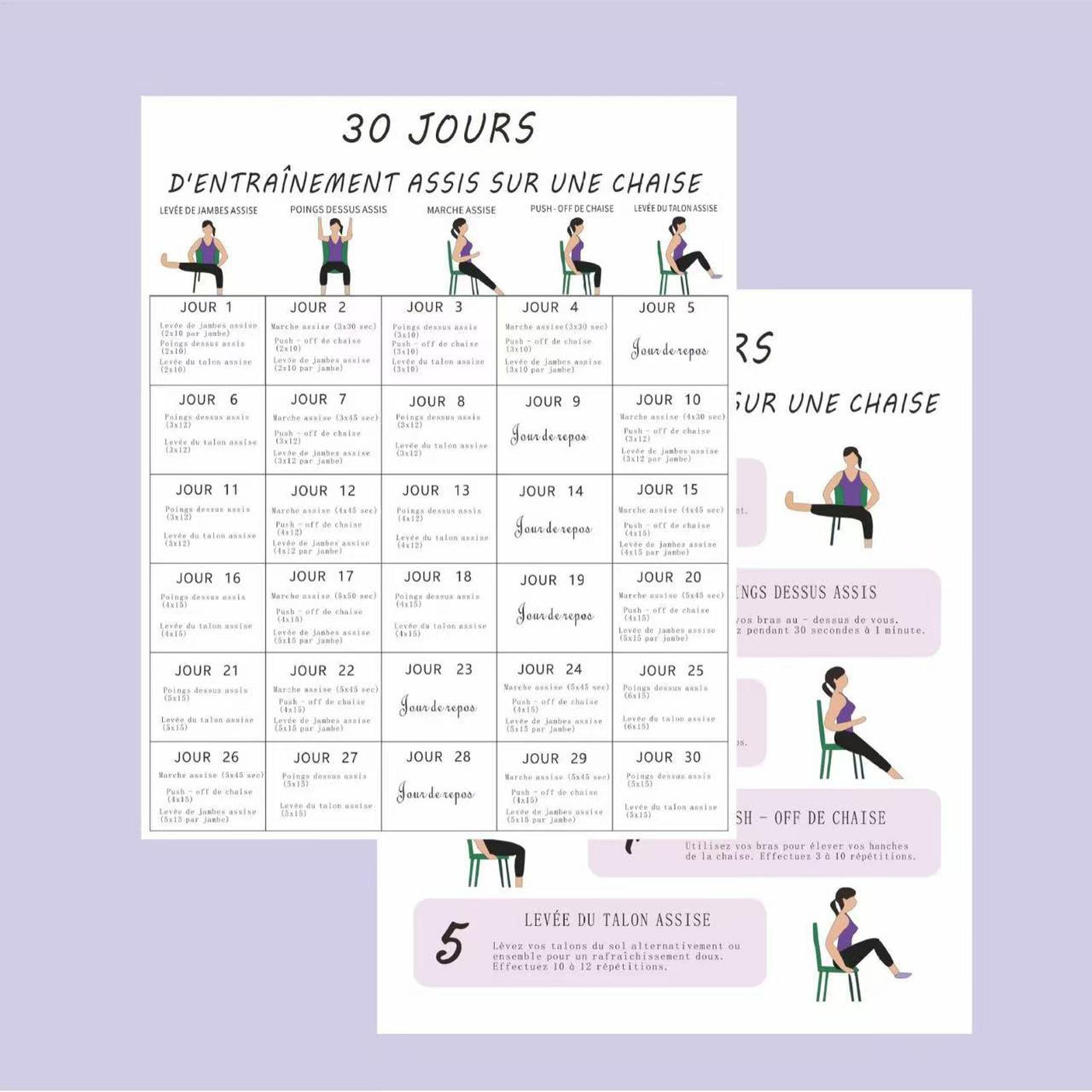 6개입 30일 의자 운동 계획 포스터 노인용 피트니스  - Yoga Fitness Wallpaper 리뷰 및 가격